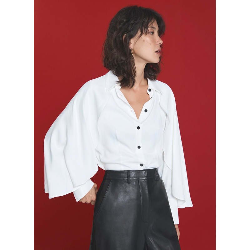 White Cape Sleeve Shirt 06