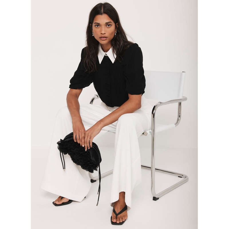 Black Contrast Collar Shirt 06