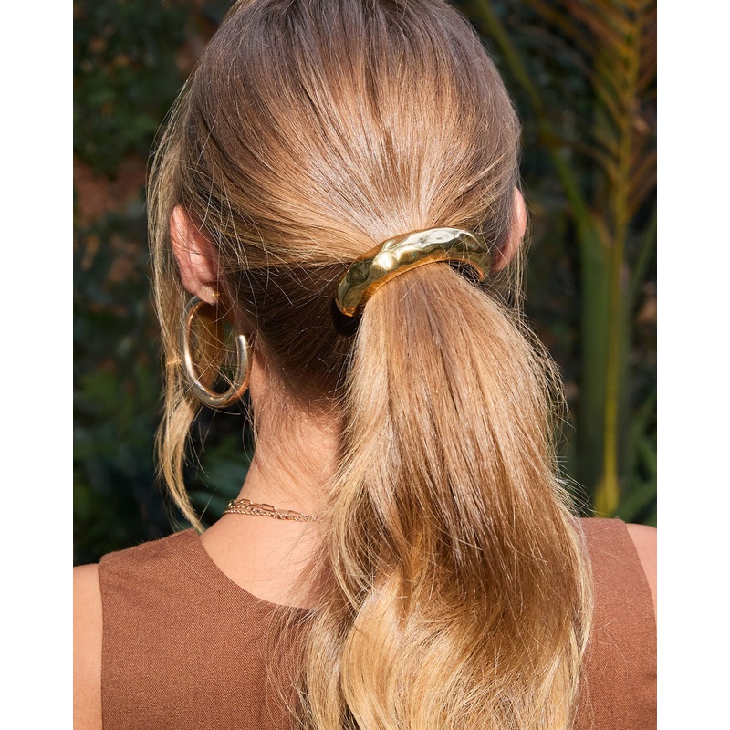 Beach Bronzer Hammered Metal Hair Cuff Gold O/S