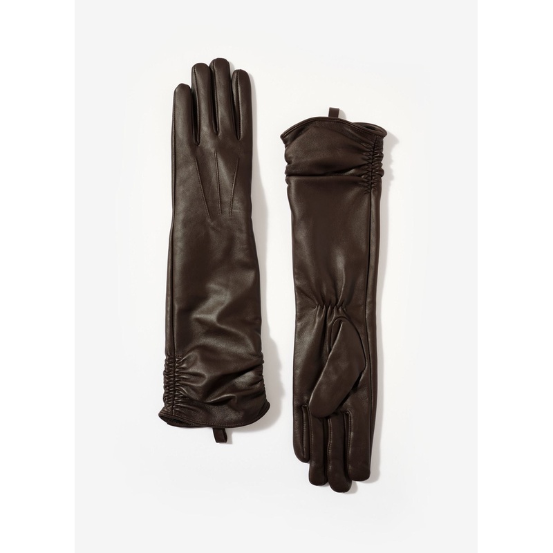 Brown Leather Long Gloves S/M