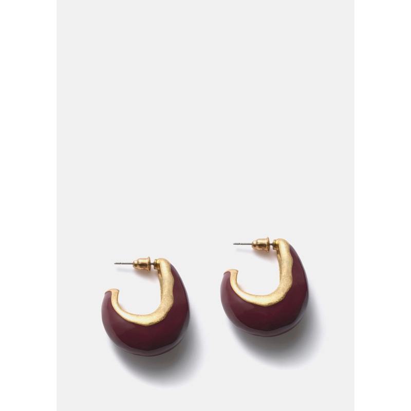 Burgundy Curved Teardrop Earrings ONE SIZE