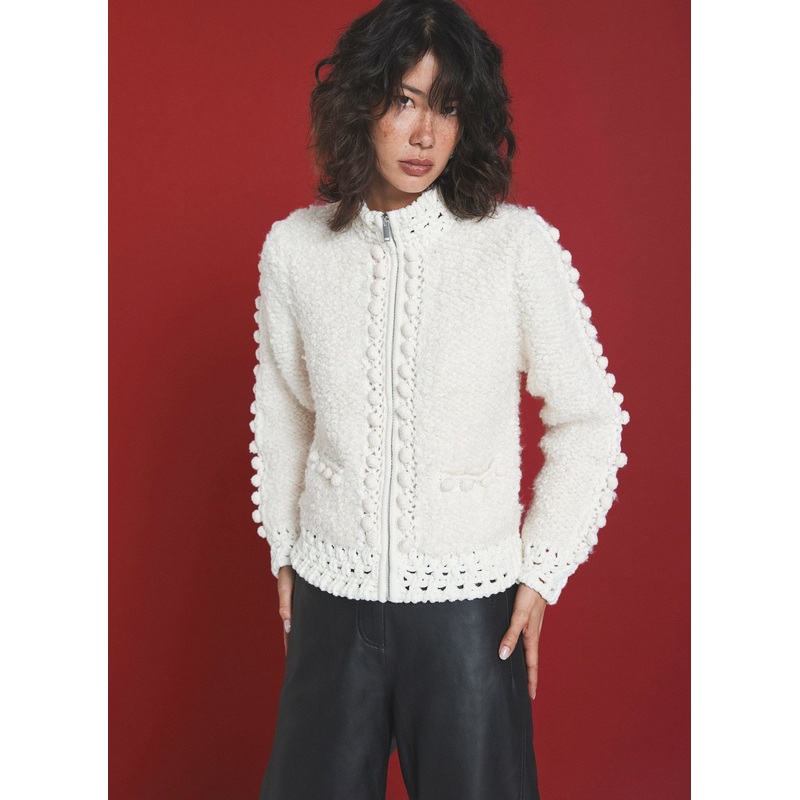 Cream Bobble Knit Jacket XS