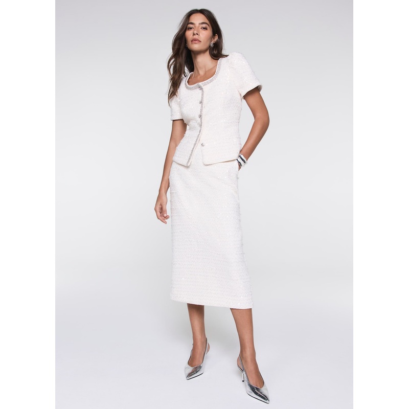 Cream Boucle Midi Skirt 06