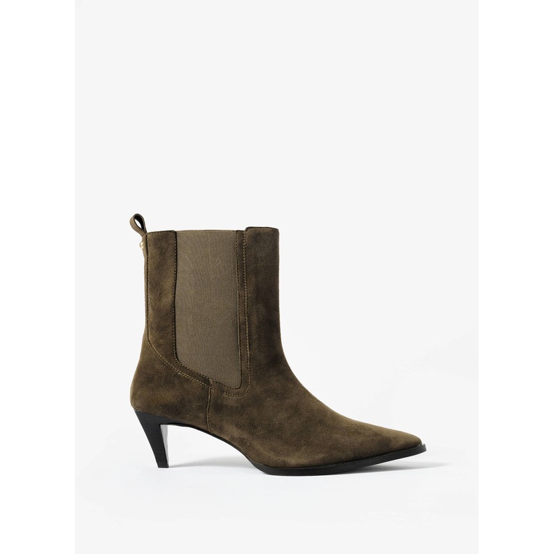 Ivy Khaki Suede Kitten Heel Ankle Boots 3 UK 36 EU