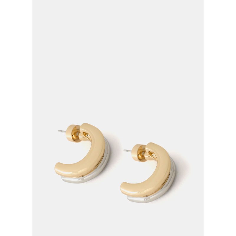 Mixed Metal Curve Earrings ONE SIZE