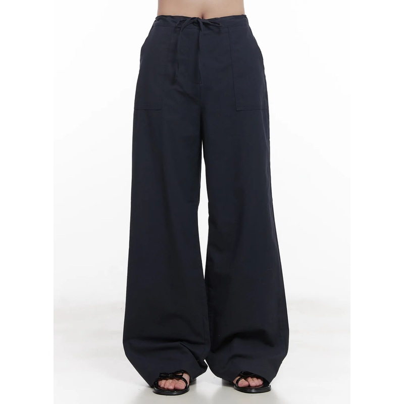 Ribbon-Tie Wide-Leg Pants CU523 Dark blue S/M