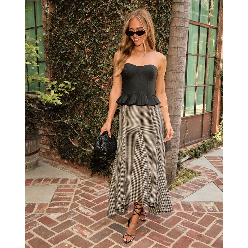 Rylin Gingham Maxi Skirt Black XS