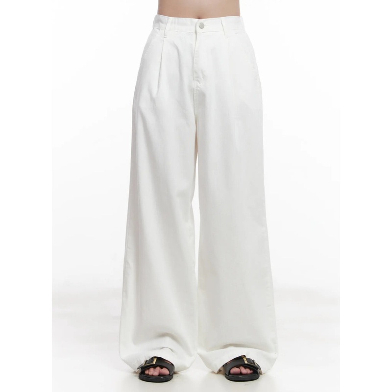 Comfy Pintuck Wide-Leg Pants CU525 White S
