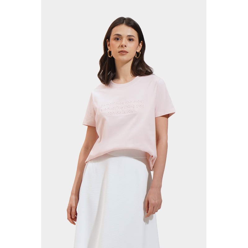 Cropped Embossed Tee Pink Extra Small