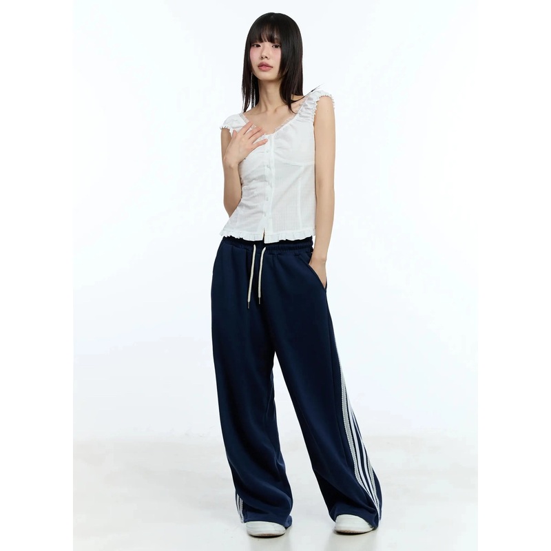 Striped Adjustable Sweatpants IU525 Dark blue M/L