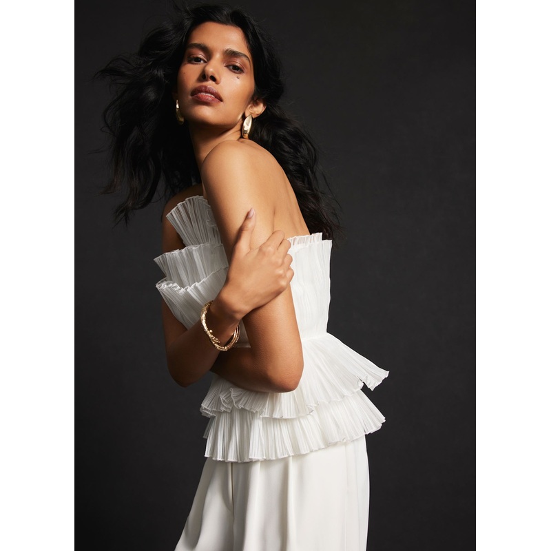 White Textured Bandeau Top 06