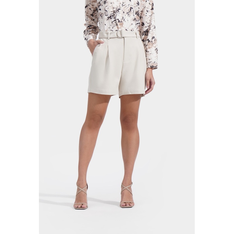 Belted Bermuda Shorts Beige Extra Small