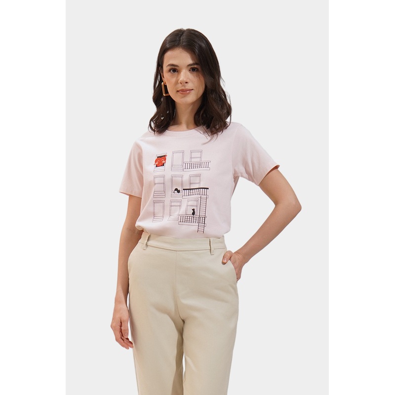 Happy Heart in the City Tee Pink Extra Small