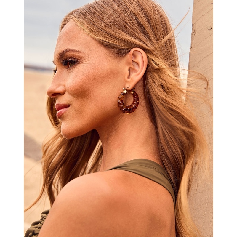 Larna Textured Tortoise Hoop Earrings Tortoise O/S