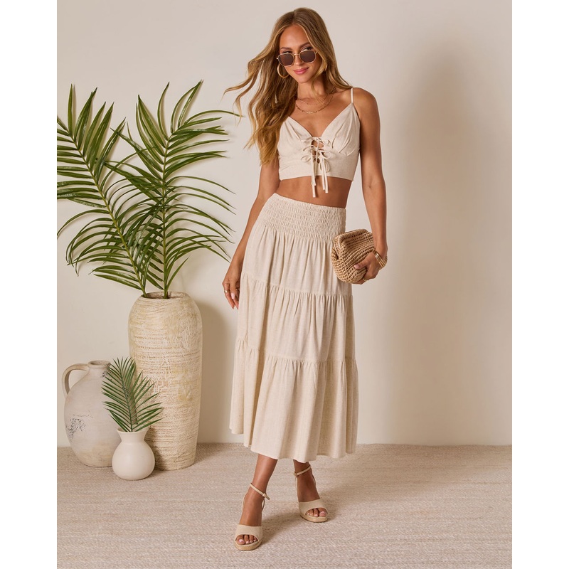 Tauni Tiered Maxi Skirt Oatmeal S