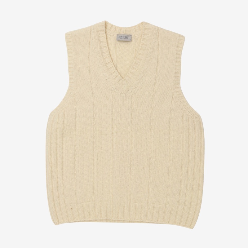 Wool Sweater Vest M Ecru