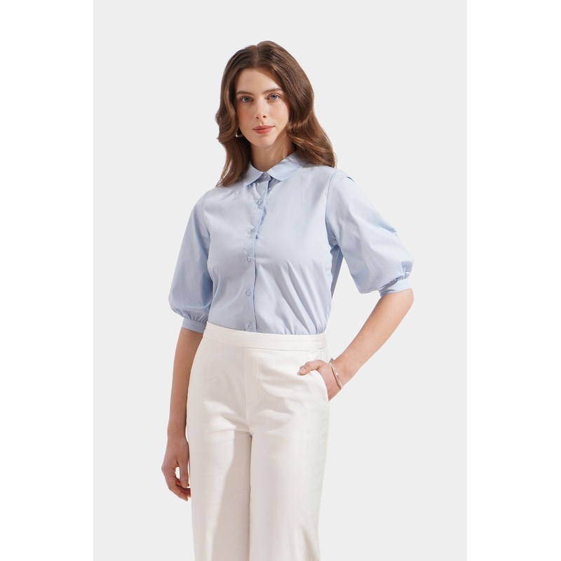 Bishop Sleeves Button Down Shirt Blue Dusk Extra Small