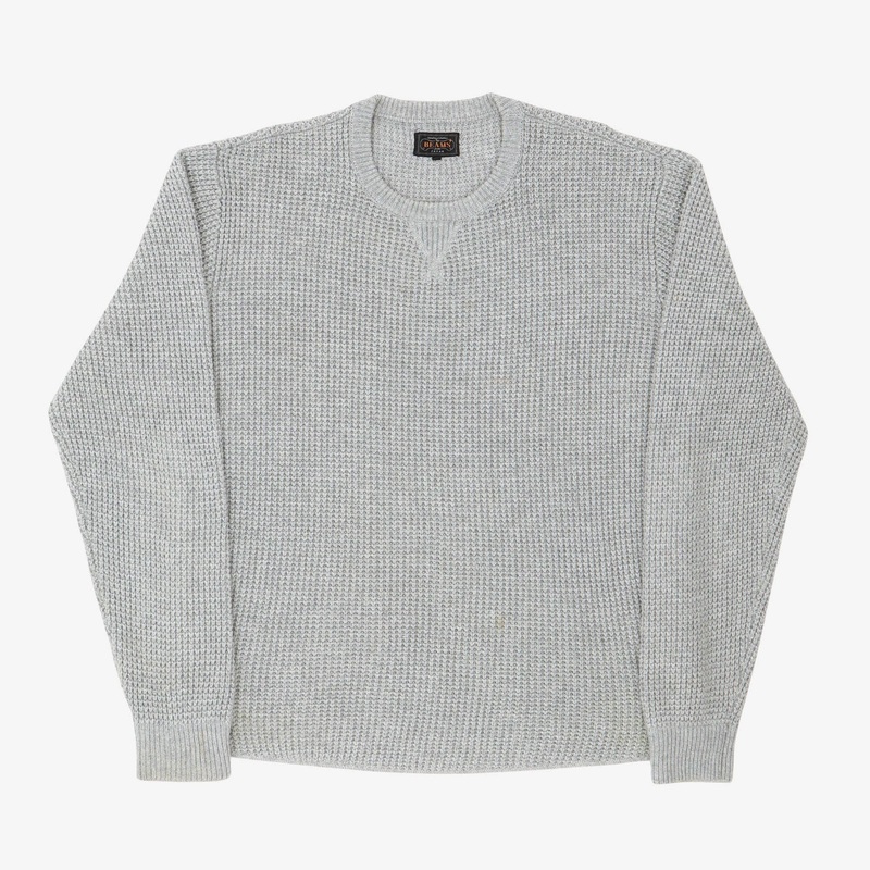 Waffle Knit Sweatshirt XL Gray