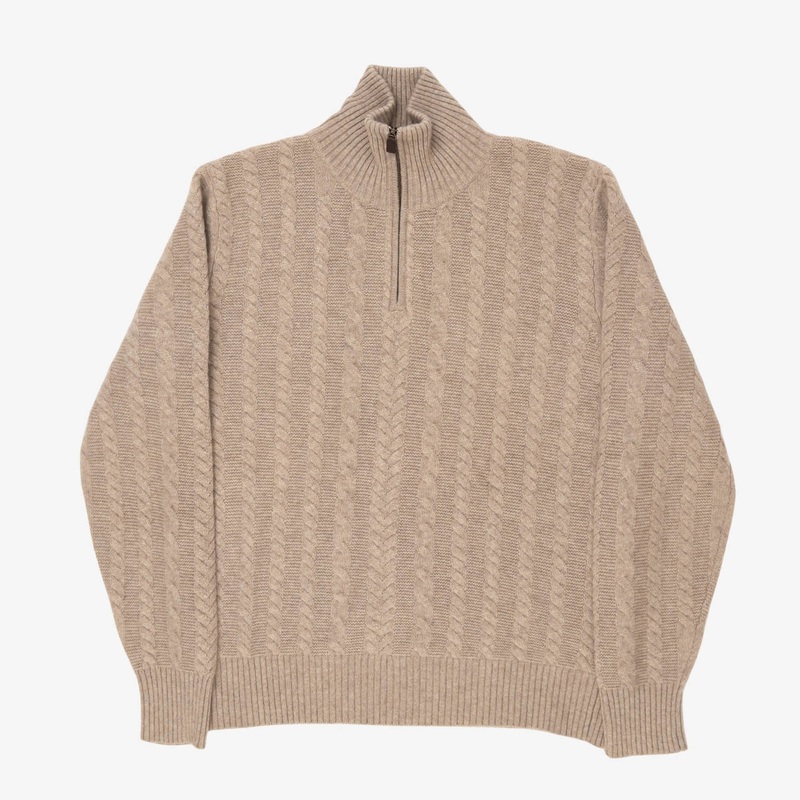1/4 Zip Cashmere Sweater M Beige