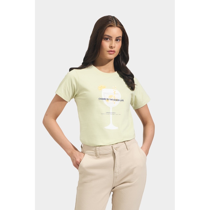 Cheers To The Good Life Graphic Tee Sage Green Extra Small