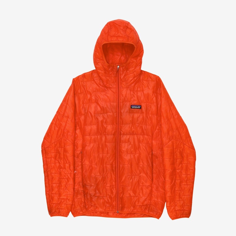 Down Hooded Jacket M Orange