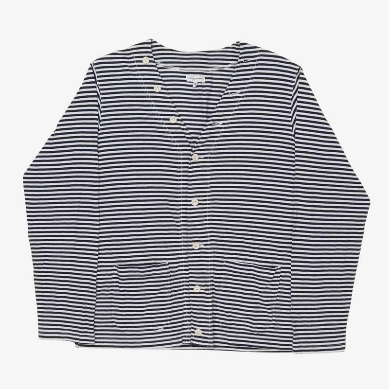 Striped Cardigan M Navy-White
