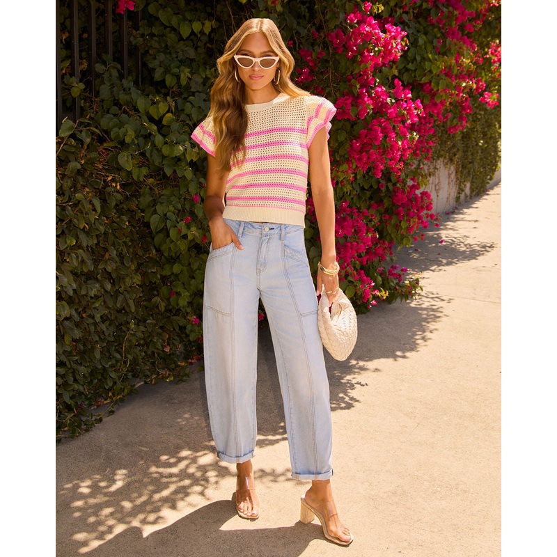 Teien Rigid Pintuck Barrel Jeans Light Wash 24