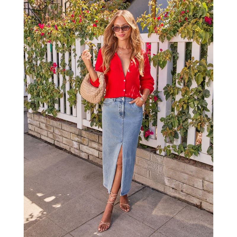 Bianka Denim Midi Skirt Light Wash XS