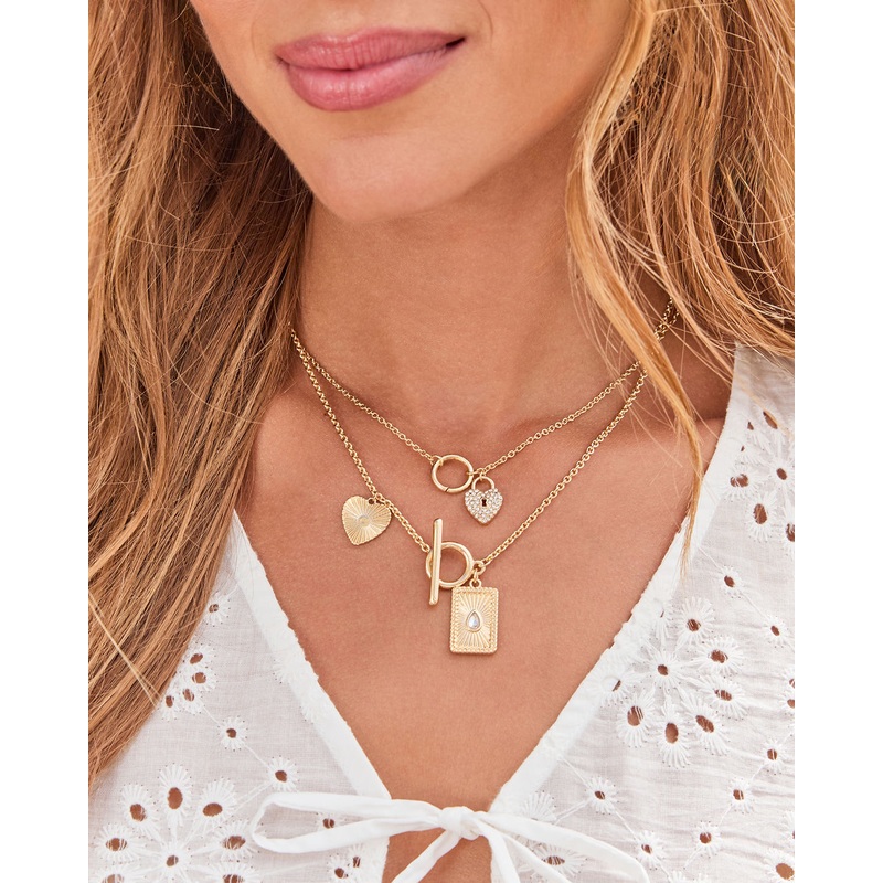 Deina Multi Charm Necklace Gold O/S