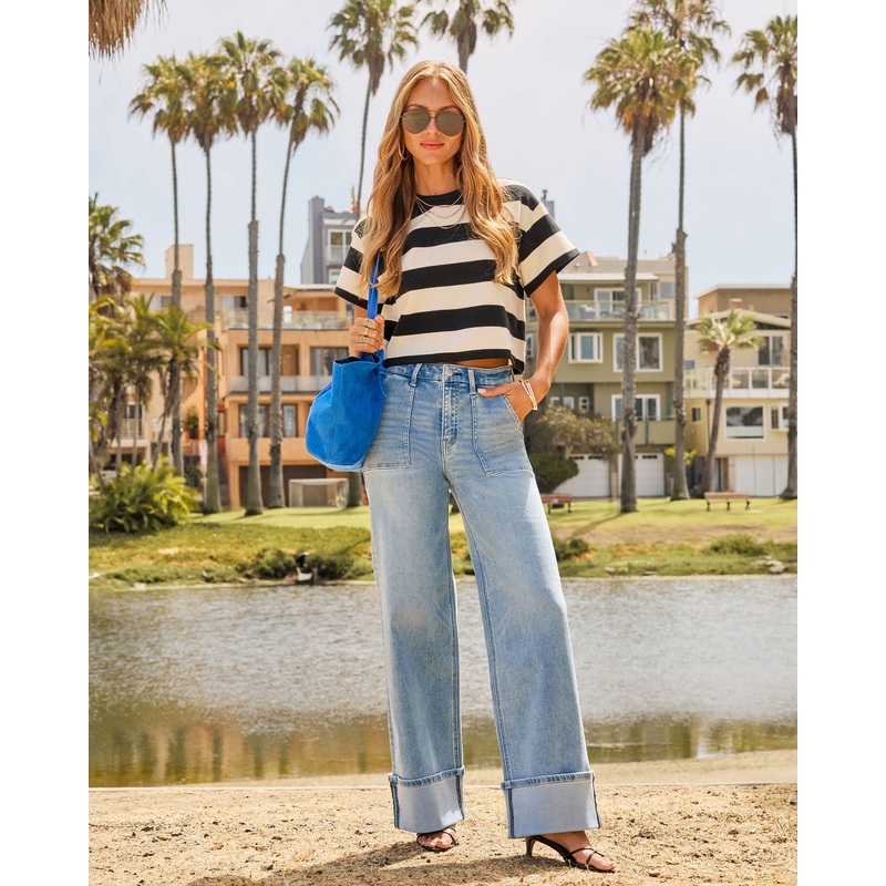 Jania Super Stretch High Rise Cuffed Denim Medium Wash 24