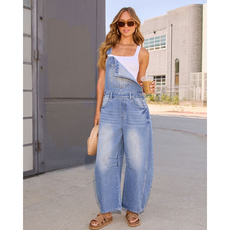 Sophia Barrel Denim Overalls Denim Blue XS