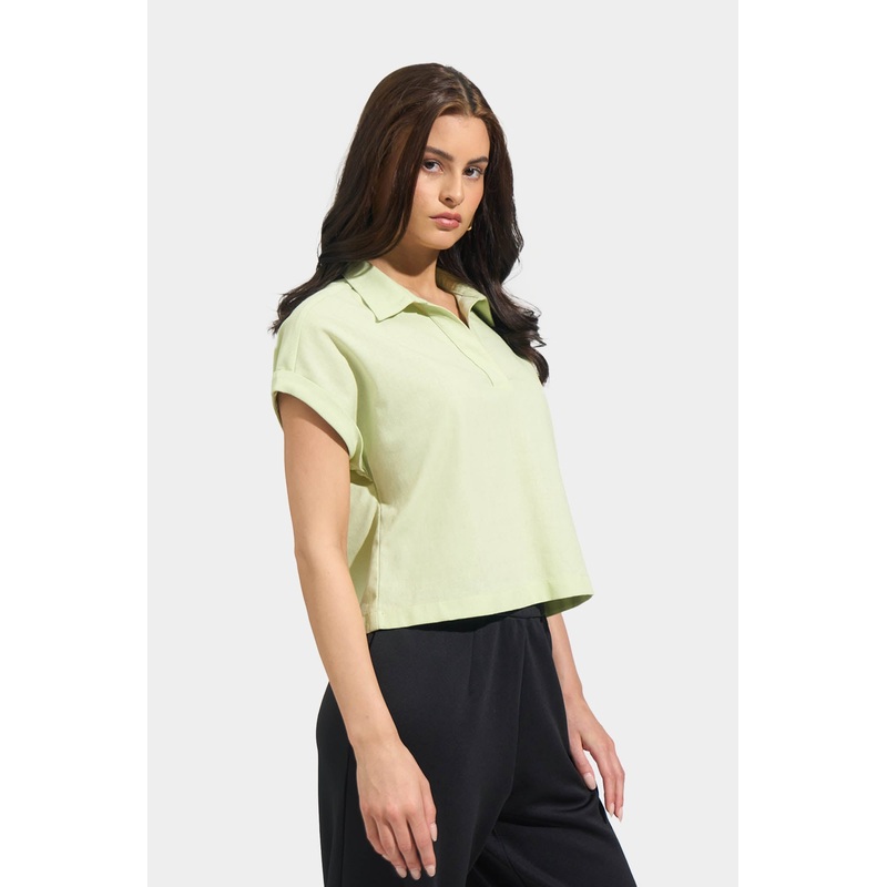 V Neck Linen Top Sage Green Extra Small