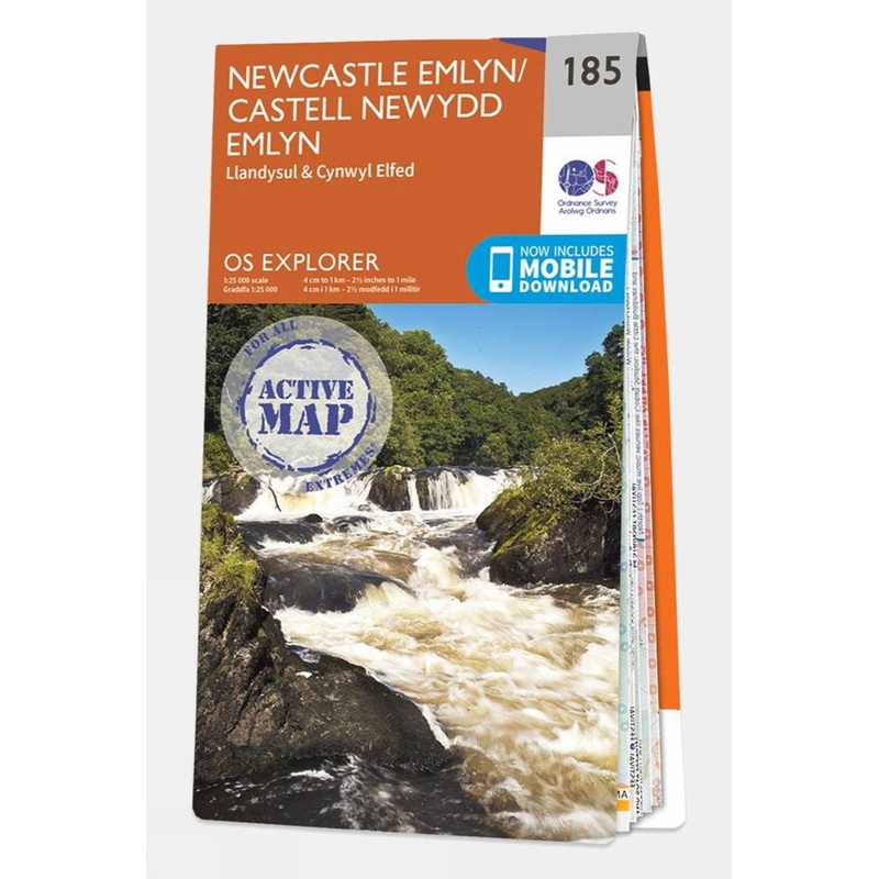Ordnance Survey Active Explorer Map 185 Newcastle Emlyn