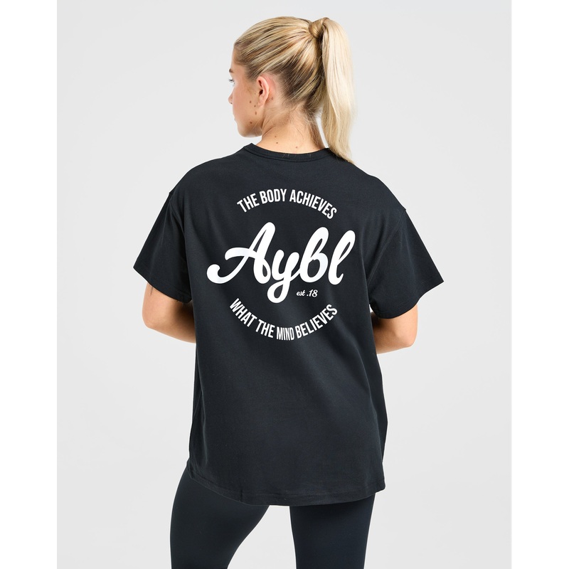 Body Achieve Mind Believe Oversized T Shirt – Black XS