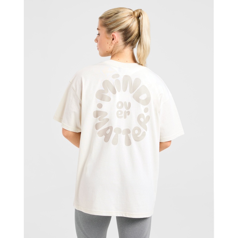Mind Over Matter V2 Oversized T Shirt – Beige/Brown XS