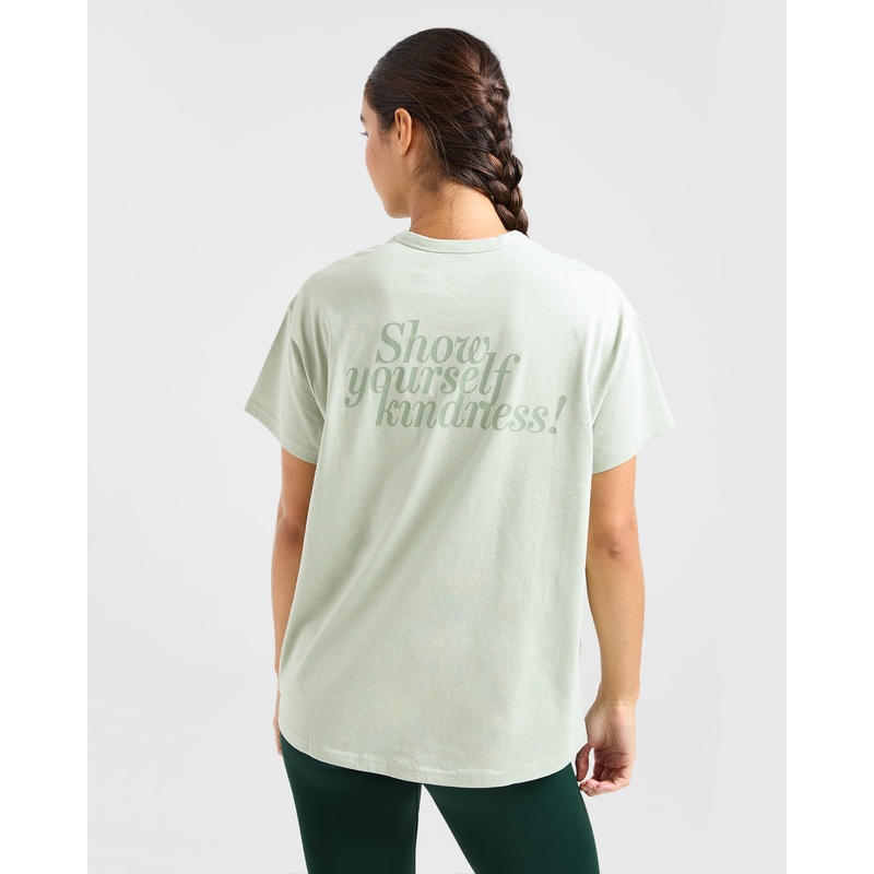 Show Yourself Kindness Oversized T Shirt – Green XS