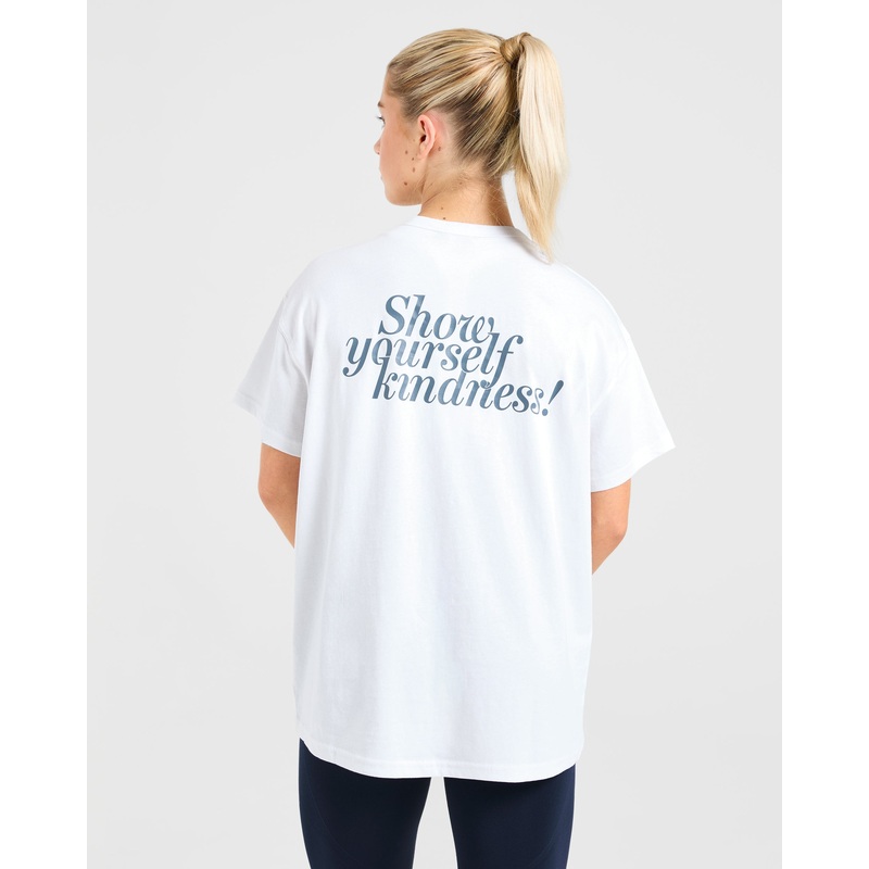 Show Yourself Kindness Oversized T Shirt – Off White/Slate XS