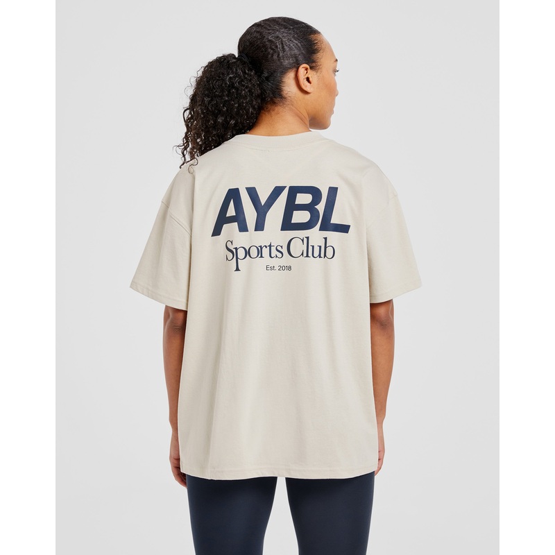 AYBL Sports Club Oversized T Shirt – Sand/Navy XS