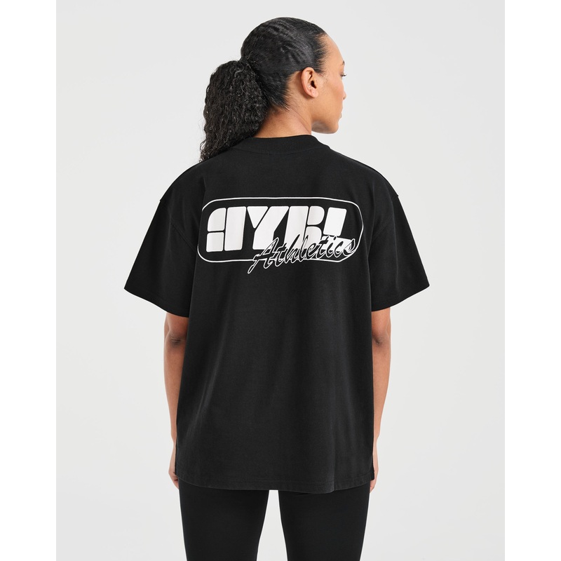 Athletics Retro Oversized T Shirt – Black XS