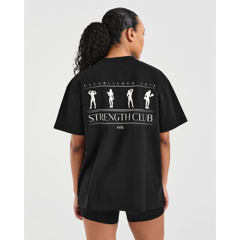 Strength Club Oversized T Shirt – Black XS