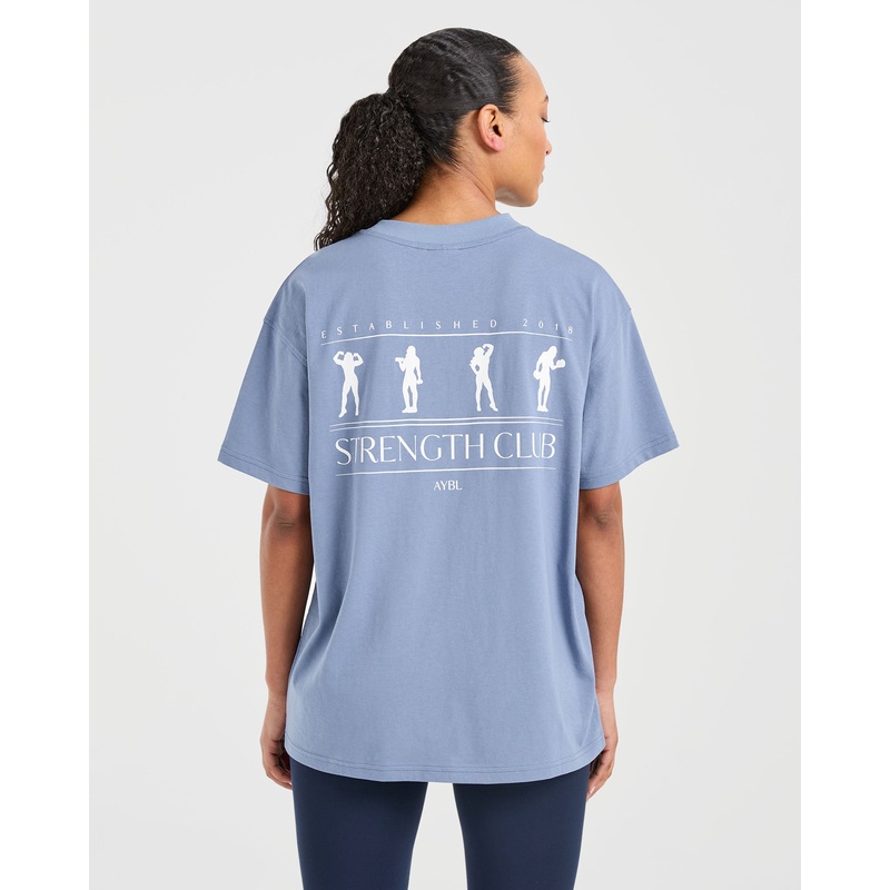 Strength Club Oversized T Shirt – Blue XS