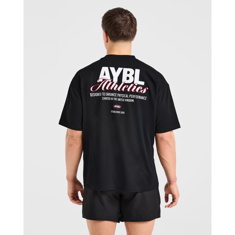Athletics Script Oversized T Shirt – Black XS