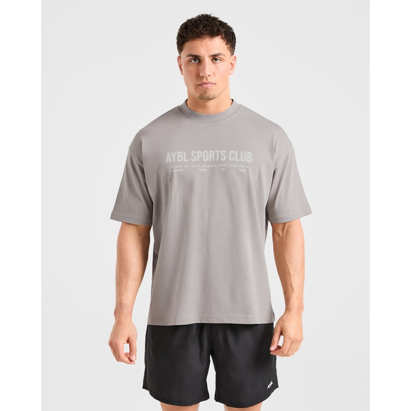 Sports Club Dot Oversized T Shirt – Cloud Grey XS
