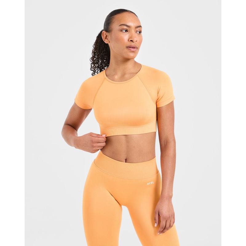Adapt Seamless Crop Top – Bright Orange XS