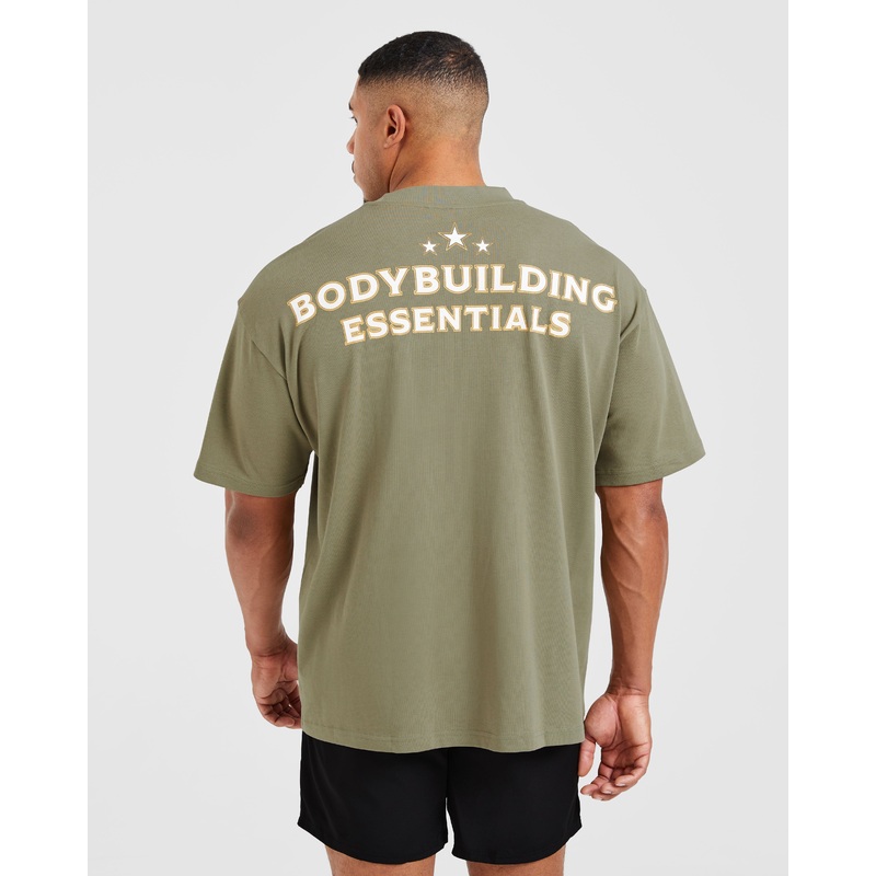 Wesley Vissers X Body Building Essentials Oversized T Shirt – Desert Green XS
