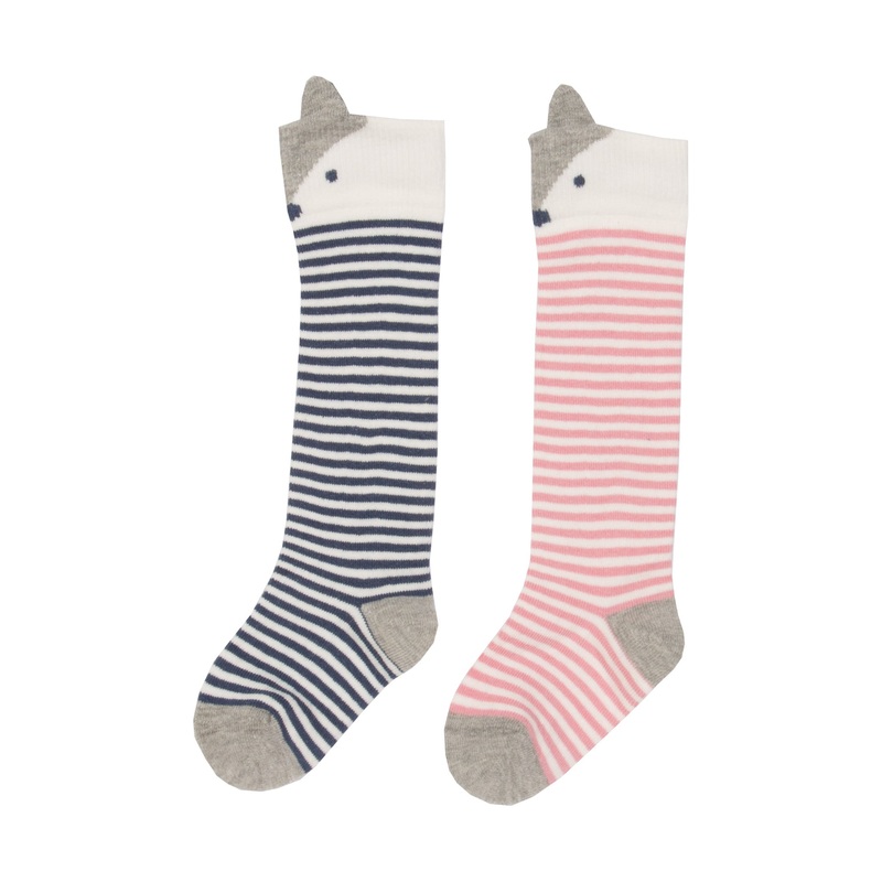 2 pack fox socks pink 0-6 months