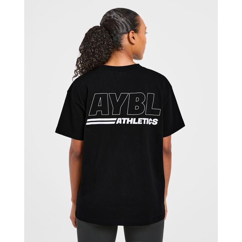 Athletics Track Oversized T Shirt – Black/White XS