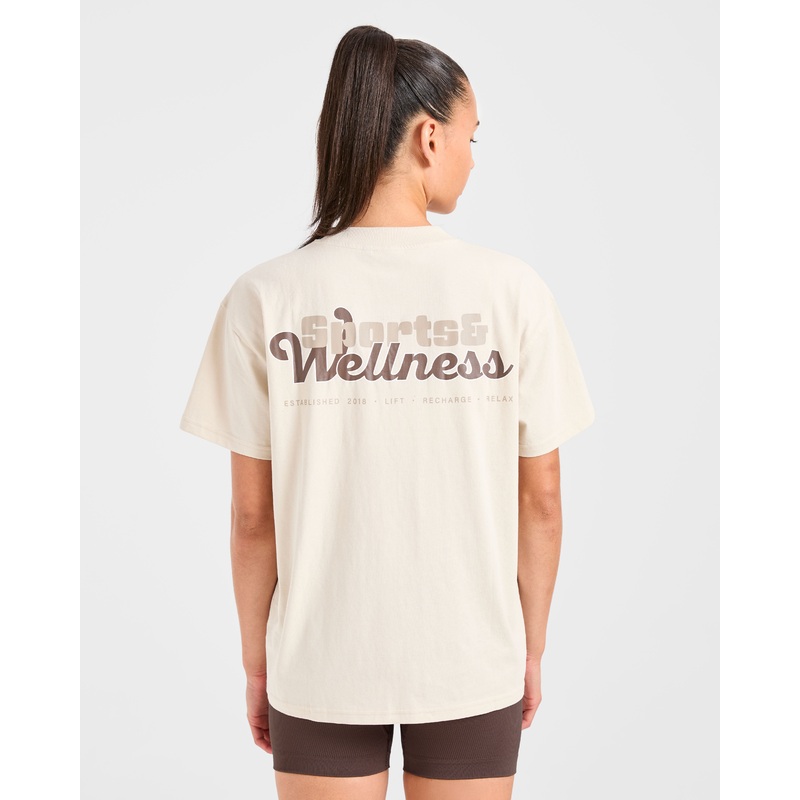 Sports Wellness Oversized T Shirt – Beige XS
