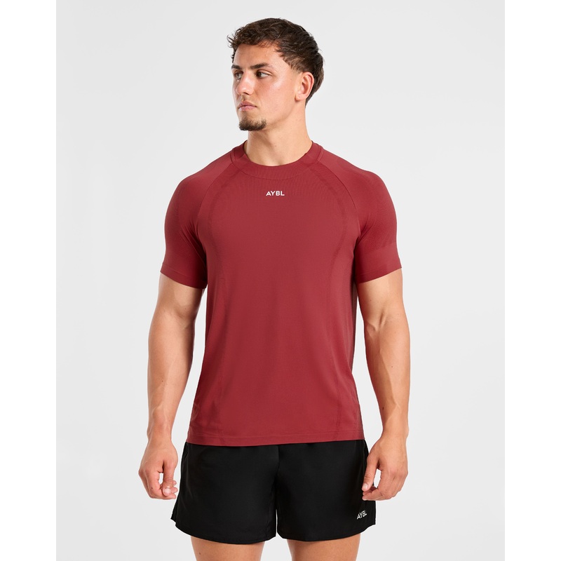Attain Seamless T Shirt – Maroon Red XS