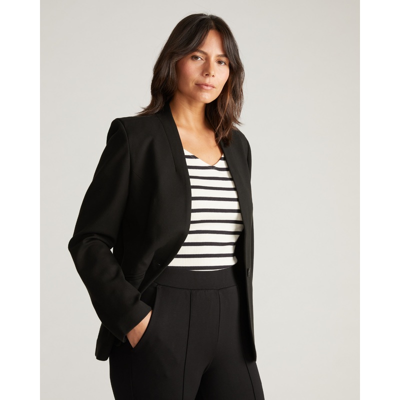 Lennox Collarless Ponte Blazer – Black 4XS_00-0 Black